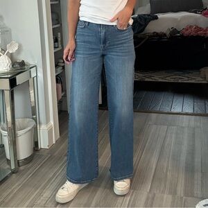 FRAME Le Slim Palazzo Jeans 27 Wide Leg High Rise Medium Wash